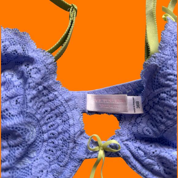 00's vintage floral lace coquette fairy y2k bra 36B victoria's secret - Picture 5 of 6